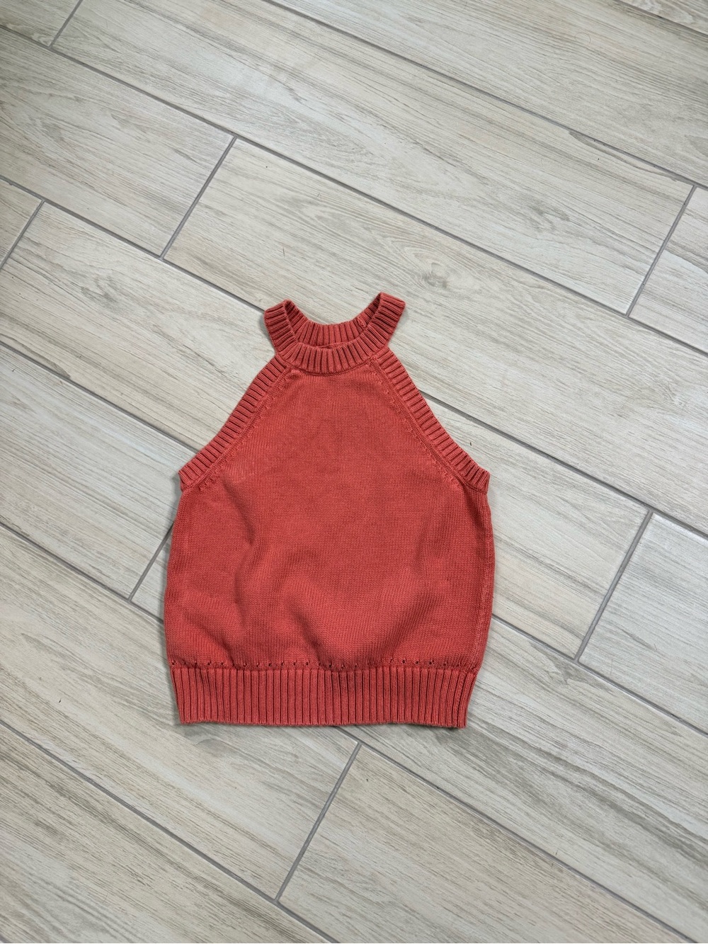 Banana Republic Cotton Chunky Knit Halter Sweater Tank Terracotta Small